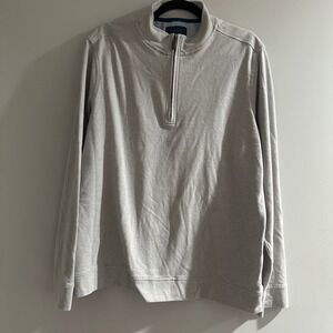 FAIRLANE‎ Mens Performance Pique Quarter Zip Pullover Sweatshirt Light Gray Sz L